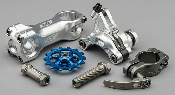 High-precision CNC machined bicycle components. High-precision CNC machined bicycle components.