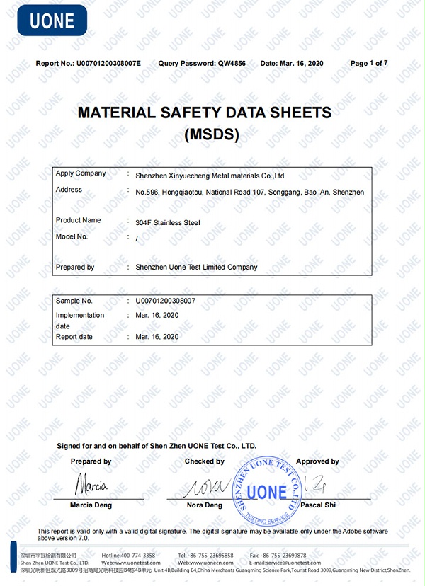 304F MSDS Report
